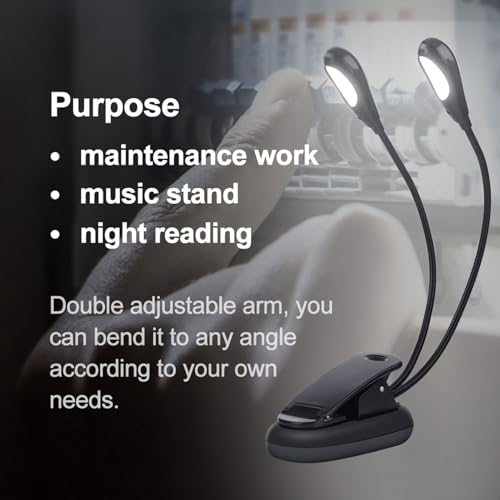 WAONIQ Wiederaufladbare Musikständer Licht, Clip auf Licht, optionale 6 LED- oder 8 LED -verstellbare Arme Licht (6 Lichter)
