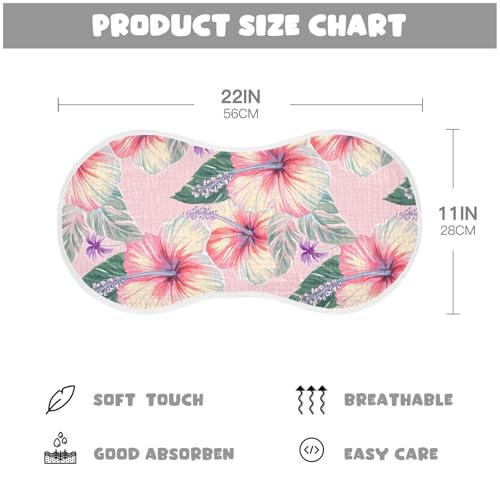 Hibiscus Leaves Sweet Pink Burp Cloths for Babies Burp Rag Cotton Spit Up Rag for Babies Newborn4