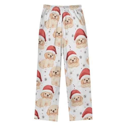 Puppies in Hat Boys Pants Boys Athletic Pants Long Pant for Boywith Pockets Wide-Leg Size 6-14Y2