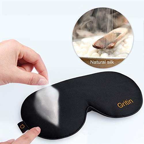 Silk Sleep Eye Mask For Men/Women/Kids, Gritin Ultra Soft Skin-Friendly Silk Eye Sleeping Mask With Adjustable Strap And Ear Plug - Light Blocking Eye Blindfold For Sleeping/Travel #TOP4
