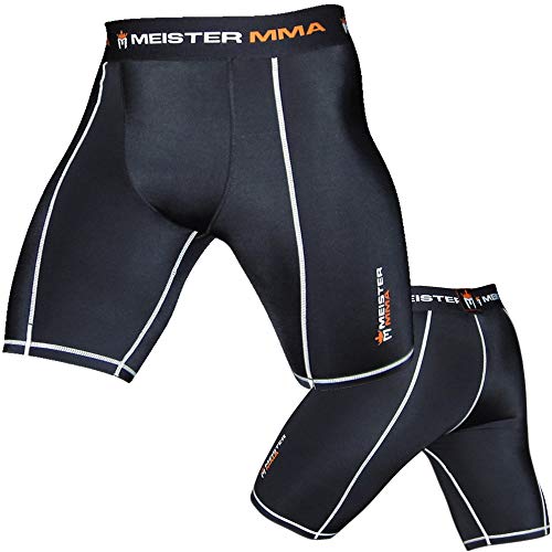 Meister MMA Compresión Rush Pantalones Cortos de Pelea con Bolsillo para Copa - Negro - Mediano (32-33) - imagen 4