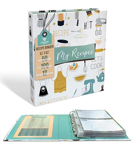 Better Kitchen Products Recipe Binder, 8.5" x 9.5" 3 Ring