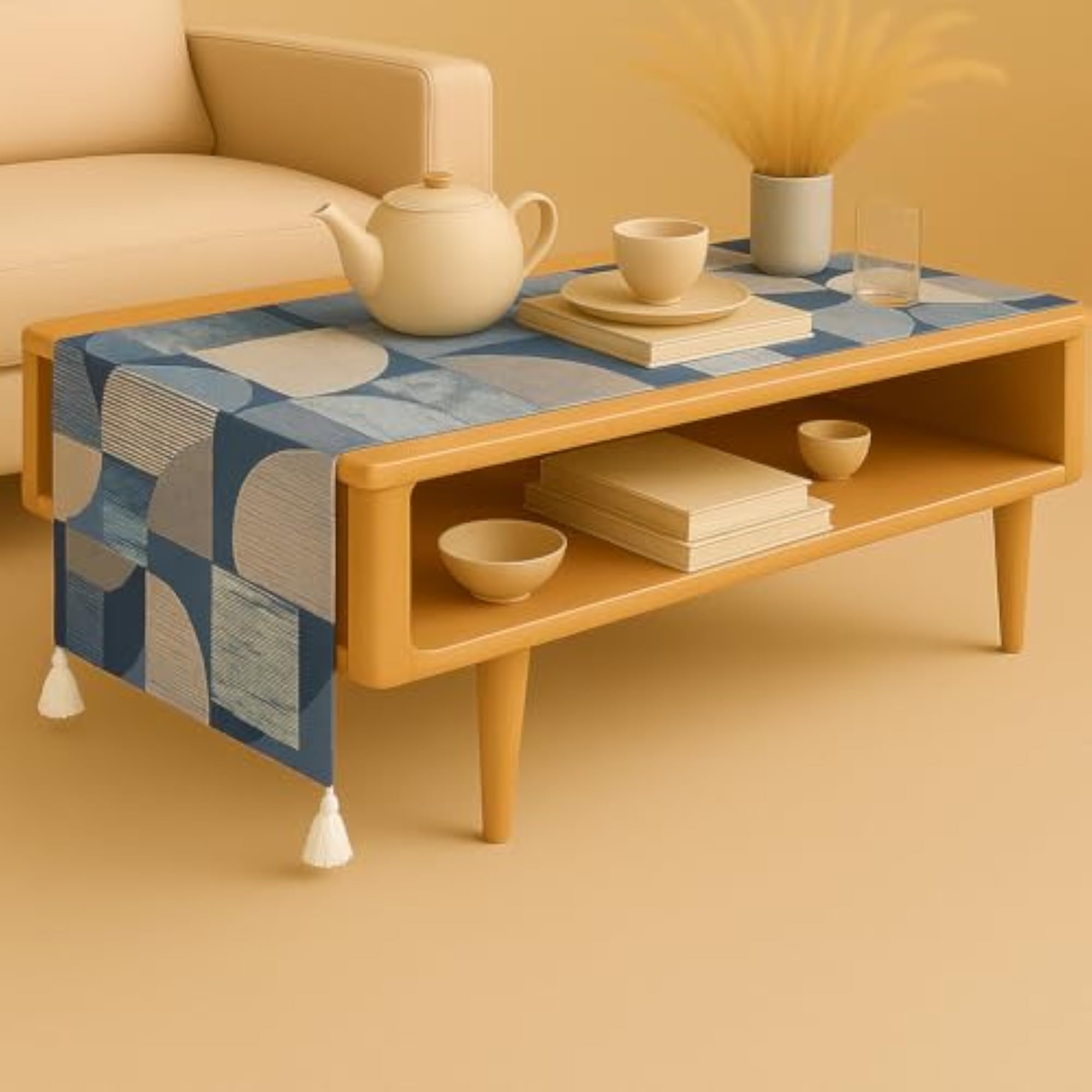 Geometric Console Runner for Entryway Cabinet