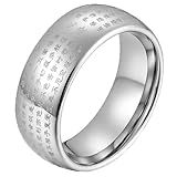 [GEJ-Tech] メンズ 指輪 般若心経 タングステン リング お守り 経文 金属アレルギー対応 (16号,シルバー)