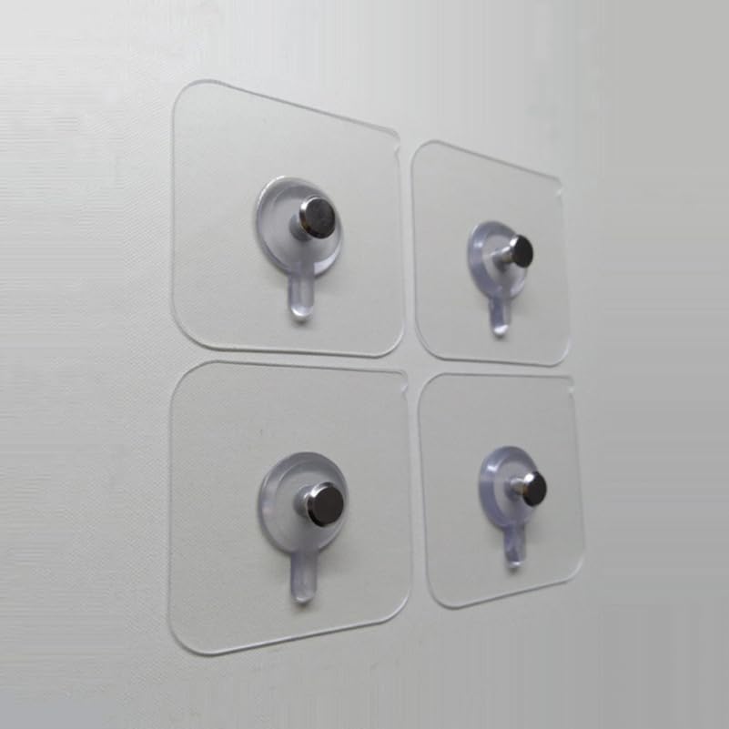 Image of 10Pcs Transparent Acrylic Traceless Picture Hooks Non-Trace Wall Hooks for Hanging Frames Photos Keys Clothes Easy to Use on Hard Walls 2.75 * 2.75 * 0.23in