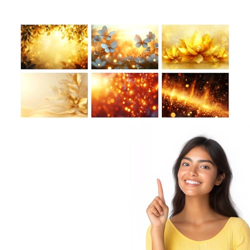 Image of SiddArtify Golden Floral Wall Art Prints Set - Botanical Poster Decor for Living Room Bedroom Office - 12x18 inch Sticker Pack of 6
