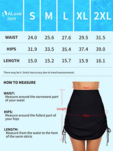 Alove High Waisted Swim Skirt For Women Ruched Swim Skirts Tummy Control Swimsuit Bottoms L Black #TOP7