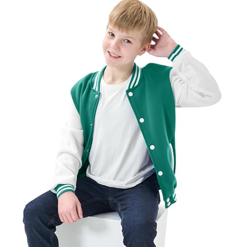 Image of Kids Baseball Jackets Boys Girls Fit Varsity Jacket Casual Lightweight Plain Button Cardigan School Coat