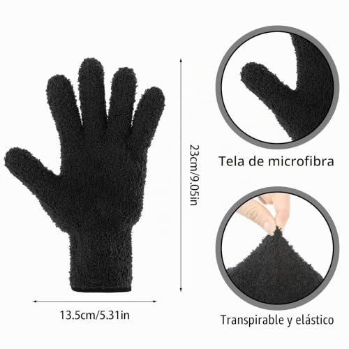 Miniatura 4 de Geehua 3 Pares De Guantes De Microfibra Para El Polvo, Guantes Para El Polvo De Plantas, Guantes De Limpieza Reutilizables Lavables Y Reutilizables, Herramientas De Limpieza De Hojas Para Persianas,