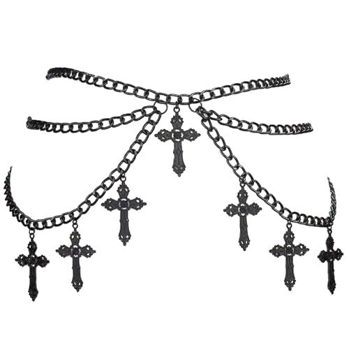 Vintage Metall Taillenketten,Punk Taillenketten Gothic,Damen Körperkette Metall Bauchkette Verstellbarer Taille Mehrschichtige Taillenkette Gürtel...