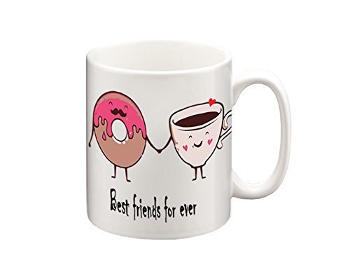 Best Friends Forever Doughnut and Coffee taza, tazas divertidas, taza de café, taza de té, tazas de regalo