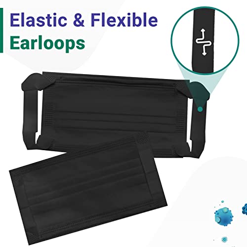 Image of CARE VIEW N95 3 Ply Disposable Face Mask Pouch with SOFT FABRIC Earloop, Certified by BFE>99% and PFE > 95%, SITRA, DRDO, ISO and CE (Black) (Pack of 400)