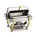 Alegacy Electric Savoir Half Size Dome Cover Electric Chafer with Brass Leg, 17 x 15 1/8 x 15 5/8 inch - 1 each.