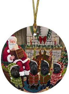 Have a Holly Jolly Affenpinscher Dog Round Flat Ornament - Pet Decorative Hanging Ornaments for Christmas X-mas Tree Decorations - 2.75" Round Ceramic Christmas Ornament POR1373