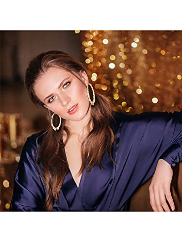 Large Bamboo Hoop Earrings Hip Hop Woman Bamboo Earrings Oversized Metal Hoop for Daily Wear 80s/ 90s Rapper Accessories3