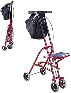 Upright Walker, Stand Up Folding Walker with Padded Seat and Backrest, Back Electrolling Mobility Walking Aid with Seat, Walking Stabilizer with 4 Wheels, 220 lbs Capacity