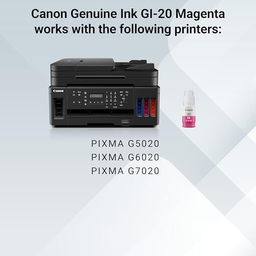 Image of Canon GI-20 Genuine Magenta Ink Bottle, Compatible with Megatank G5020, G6020, G7020 Printers