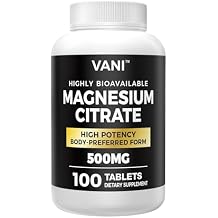 Magnesium Citrate 500MG 100 Tablets- Vegan Safe, High Absorption