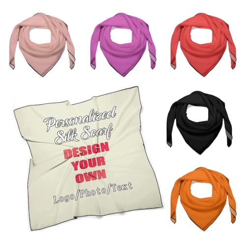 Custom Scarfs For Women Personalized Silk Scarf Square Neckerchief with Your Own Logo Photo Text Women's Shawl Gifts