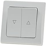DELPHI Jalousie Schalter Unterputz 0-250V~/ max. 10A mit 1-fach Rahmen Hoch / Runter , motorische Taster-Schaltung für Rollladen Markise Sonnenschutz Weiß