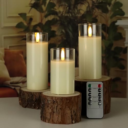 Image of Flashing Flameless Candle Battery,Flashing Led Pillar Candles with Remote Control and Battery Power,Set of 5 /Ivory1