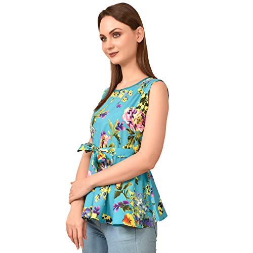 Image of Women's Sleeveless Peplum Top with Waist Tie Belt