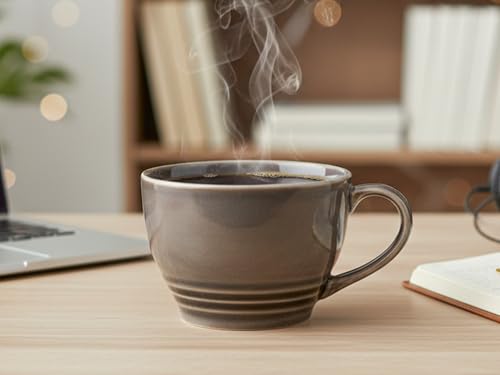 Image of Bodhi House Large Ceramic Coffee Mug | Microwave & Dishwasher Safe | Bone-Ash Free Cappuccino Mug | MultiPurpose Foodgrade Latte Coffee Mug Ideal for Daily Use, Gifting (Pack of 2, 500ml | Smoke Grey)