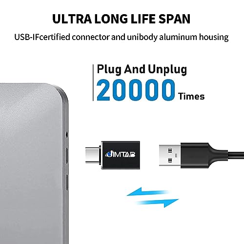 Image of JIMTAB USB to USB C Adapter (4 Pack), USB C to USB Adapter USB 3.0 with Power Blue Light Super High-Speed Data Transfer & Fast Charging for iPhone /PC /Samsung /iPad /Laptop /MacBook