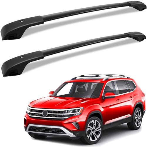 KINGGERI Roof Rack Cross Bars Fit for Volkswagen Atlas 2017-2026, Aluminum Roof Rails Crossbars Rooftop Cargo Carrier Bag Luggage Rails Skiboard Bike Black Accessories