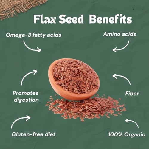 Image of Flax Seeds - Raw Unroasted Flaxseed Alsi Seeds for Eating Weight Loss Hair Growth | NN organic 910gm pack