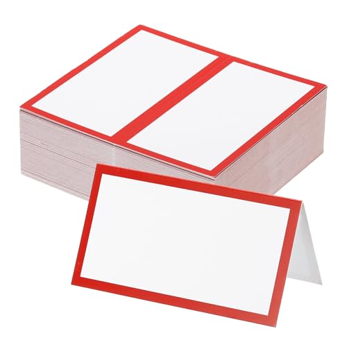 PATIKIL Lot de 100 marque-places vierges pour table de mariage, réception, buffet, 8,9 x 5,1 cm, rouge