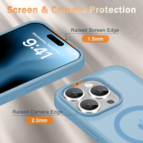 Image of YENAPOON for iPhone 15 Pro Max Case, Matte Magnetic Phone Cover [with 1 Screen Protector] [Support for MagSafe] [Shockproof Military Grade Protection] Translucent Frosted Back, Lavender Purple