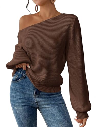SKAYS Womens Off The Shoulder Sweater Asymmetrical Neck Fall