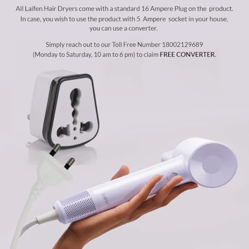 Image of Laifen Hair Dryer Se Lite Purple, 150 Million Negative Ionic Blow Dryer With 100,000 RPM Brushless Motor, 1400 Watts Powerful Fast Drying High-Speed Low Noise, Light Weight & Compact Design