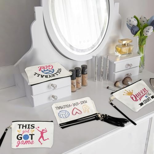 12Pcs Volleyball Makeup Bags , Volleyball Inspirational Gifts for Women, Volleyball Stuff Cosmetic Pouch Bag Accessories for Volleyball Team Players, Birthday Gifts for Volleyball Lovers Her Friends3