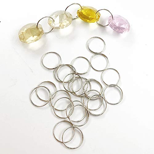 Image of DERA 100pcs 11mm 304 round stainless steel ring for Chandelier, Curtain,Suncatchers, Crystal Garland,Necklaces, Earrings, Parts Bead light accessorise (11mm, Silver)