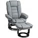 Produktbild HOMCOM Relaxsessel mit Hocker 360°Drehbarer Fernsehsessel mit Liegefunktion TV-Sessel Ruhesessel bis 130 kg belastbar für Wohnzimmer Kunstleder, Grau