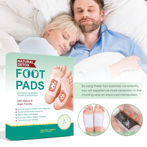 Image of Delightbee Detox Organic Foot Pads | Natural ginger adhesive patches for body detox, stress relief, pain-free cleansing, and better sleep. Easy to use and ideal for daily wellness | Pack of 50