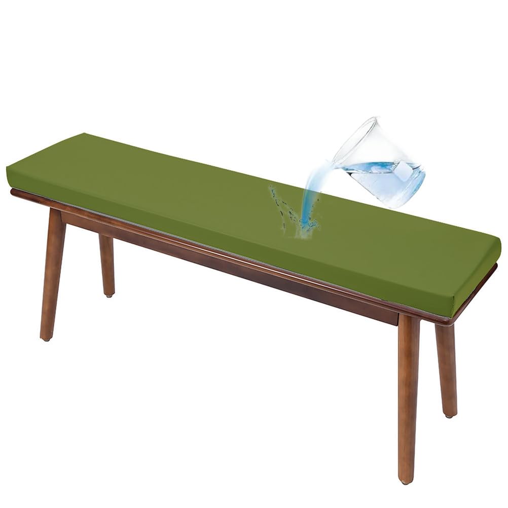 Stuhl Kissen - Cuscino impermeabile per panca da esterno, 110 x 30 x 8 cm, antiscivolo, lavabile, colore: verde militare, perfetto per mobili da patio e cortile