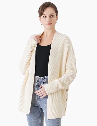Cable Stitch Women's Cotton Ribbed Button Sweater Cardigan - Open Front Long Sleeve Knit Cover-up Coat4