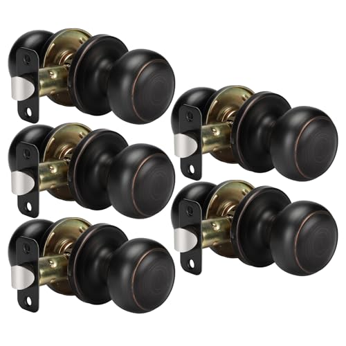 Bronze passage door knobs - oil rubbed bronze, 5 pack
