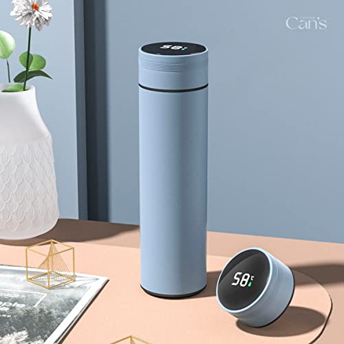 Can's 480Ml Smart Water Bottle Travel Mug, Stainless Steel Insulated Water Bottle With Led Temperature Display For Coffee, Tea And More (Blue) #TOP2