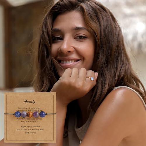 Empath Anxiety Calming Protection Bracelets Gifts for Her - Natural Healing Natural Stone Beaded Bracelet, Tourmaline, Amethyst, Hematite, Rose Quartz, Jewelry for Women Girls Friends4