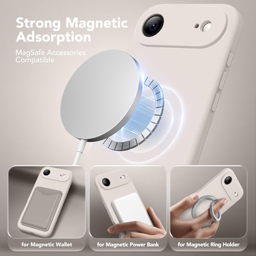 SuydanBox Magnetic for iPhone Air Case, Compatible with MagSafe, [Full Camera Protection][Screen Protector] Silicone Shockproof Protective Phone Case for iPhone 17 Air 6.5", Stone by SuydanBox - Used condition - US$6.63