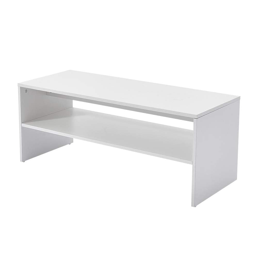 Panana Simple TV Unit Stand with 2 Open Shelves for Living Room, Bedroom, Home Office (White)