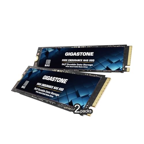 Gigastone 【NAS Certified】 High Endurance M.2 SSD 1TB (2-Pack) for Data Cache and Fast Boot, NVMe PCIe Gen3 Up to 2200MB/s, TLC Flash with SLC Caching, 24/7 Reliable for Gaming/PC/NAS, 5-Year Warranty