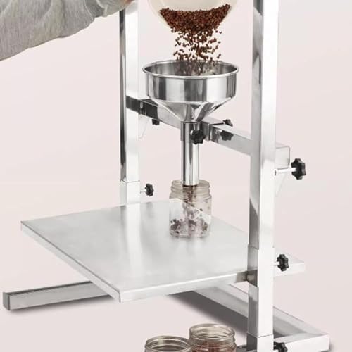 Trichter aus Edelstahl mit zwei Halterungen und Ablage, höhenverstellbarer Trichter für Pulver, Flüssigkeiten und Granulatfüllung, ideal für präzise Dosierung und einfache Reinigung