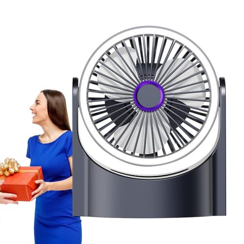Ventilador de escritorio ajustable – Pequeño ventilador de mesa oscilante con velocidad ajustable | Oficina silenciosa alimentada por USB | Escritorio recargable portátil | Refrigeración a batería de