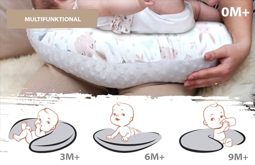 Totsy Baby Cojin Lactancia y Embarazada 130 cm - Almohada por lactante bebé cojín de Embarazo por Dormir o Cojines Maternidad Minky para Mujeres Embarazadas y Bebe Oeko-Tex Búhos Gris B - imagen 6