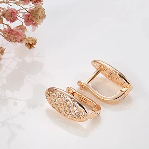 Shining Diva Fashion 18k Rose Gold Plated Latest Fancy Stylish Copper Zircon Bali Earrings for Women and Girls